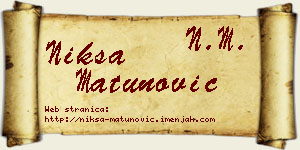 Nikša Matunović vizit kartica